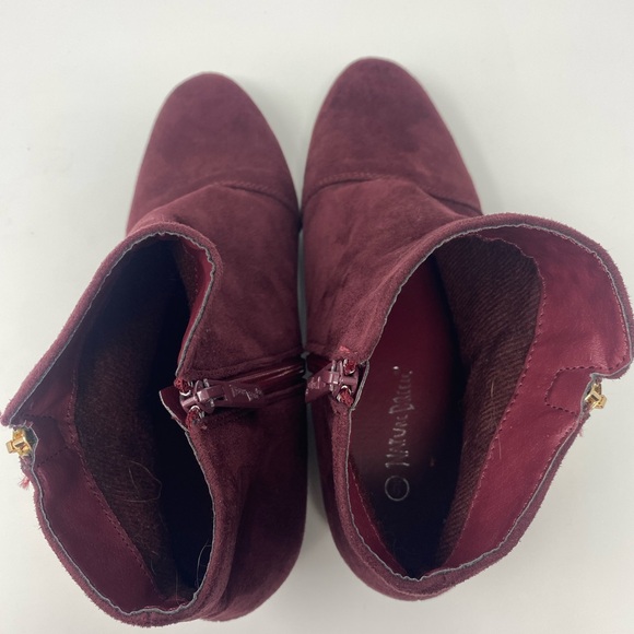 Nature Breeze Burgundy Ankle Boots Zip Up Side With Fringe Size 9 - Picture 8 of 9